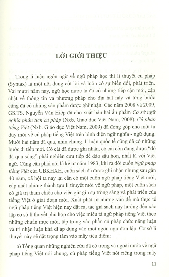 Xác Lập Cơ Sở Lí Thuyết Cho Việc Biên Soạn Cú Pháp Tiếng Việt