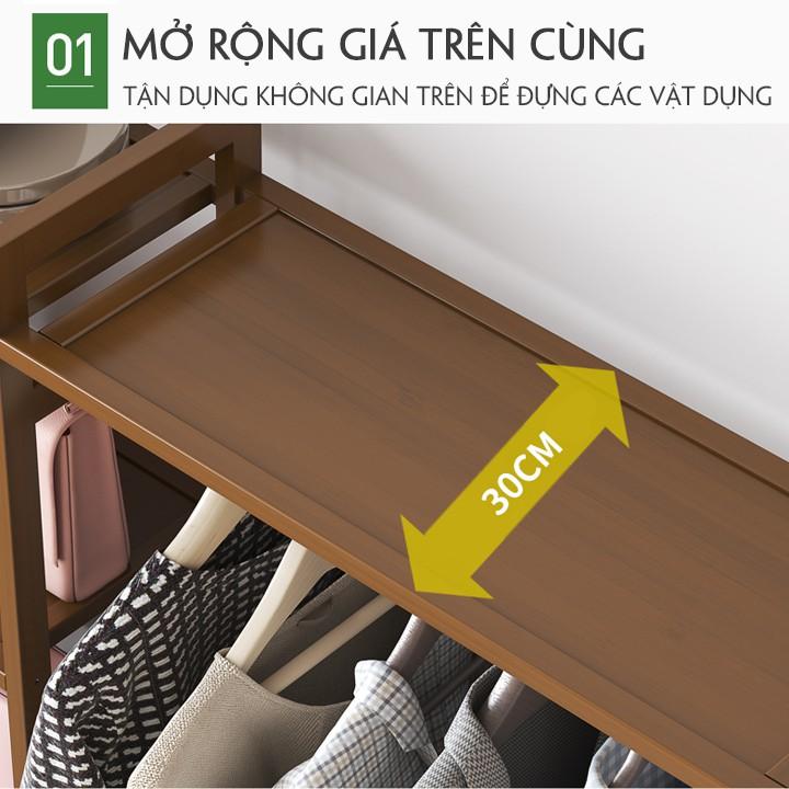 Tủ treo quần áo gỗ tre,Tủ Treo Quần Áo Gỗ KORE Kệ Treo Quần Áo Lắp Ráp Tiện Lợi Gỗ Thông Nhập Khẩu Phong Cách Hàn Quốc