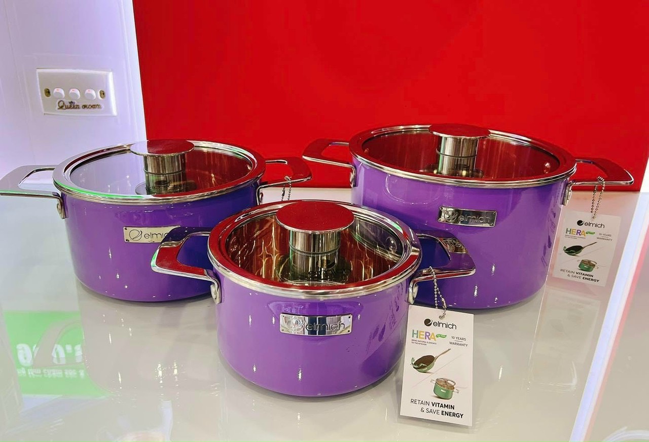 Nồi inox liền khối Elmich Hera Mầu Tím - Hàng Chính Hãng