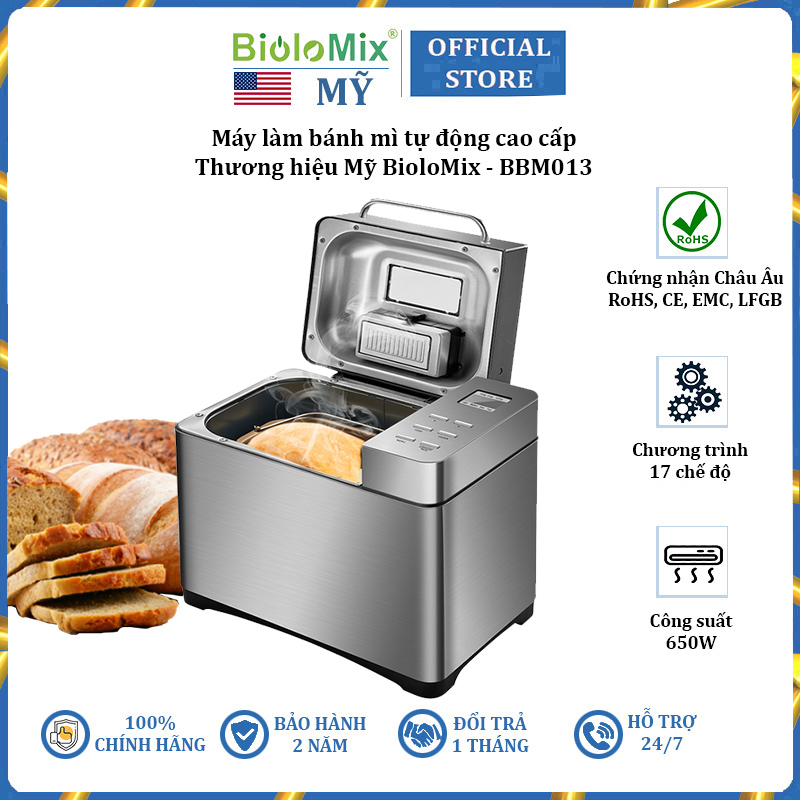 Máy làm bánh mì tự động cao cấp BBM013 - Thương hiệu cao cấp BioloMix - HÀNG NHẬP KHẨU (Bảo Hành 2 Năm)