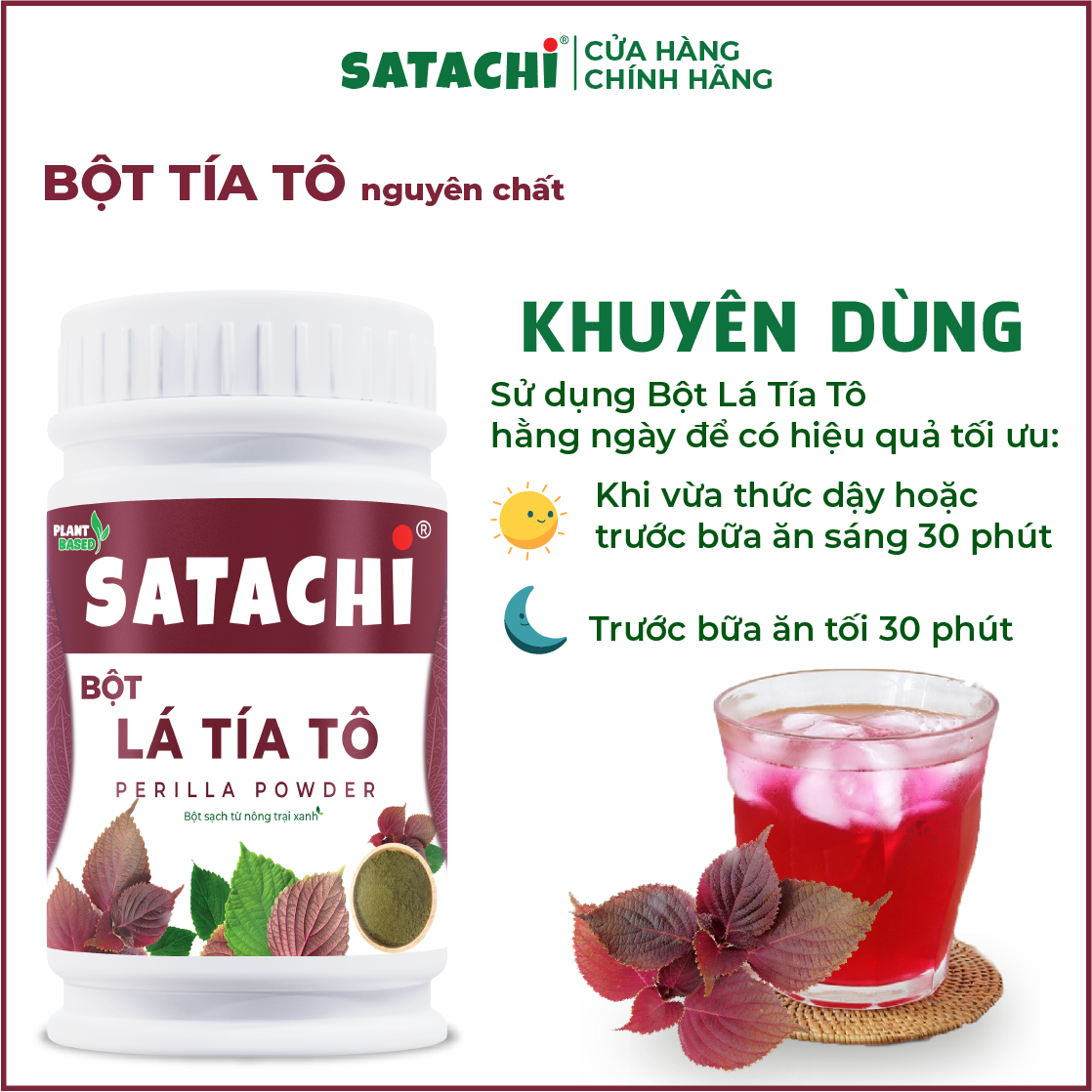 Bột Tía Tô SATACHI nguyên chất. Hỗ trợ điều trị bệnh gout, rối loạn mỡ máu, giải cảm, đẹp da. Hộp 218g
