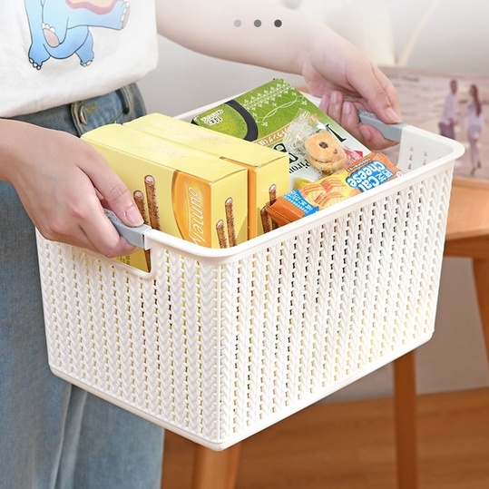 Rổ đan 3 size đa năng nhựa – Rổ đan mây đựng đồ tiện lợi