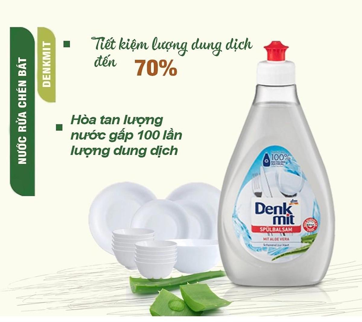 Nước Rửa Bát Đậm Đặc DENKMIT NATURE Chiết Xuất Từ Tự Nhiên, An Toàn Với Da Tay, Diệt 99% Vi Khuẩn, 500ml, Nhập Đức