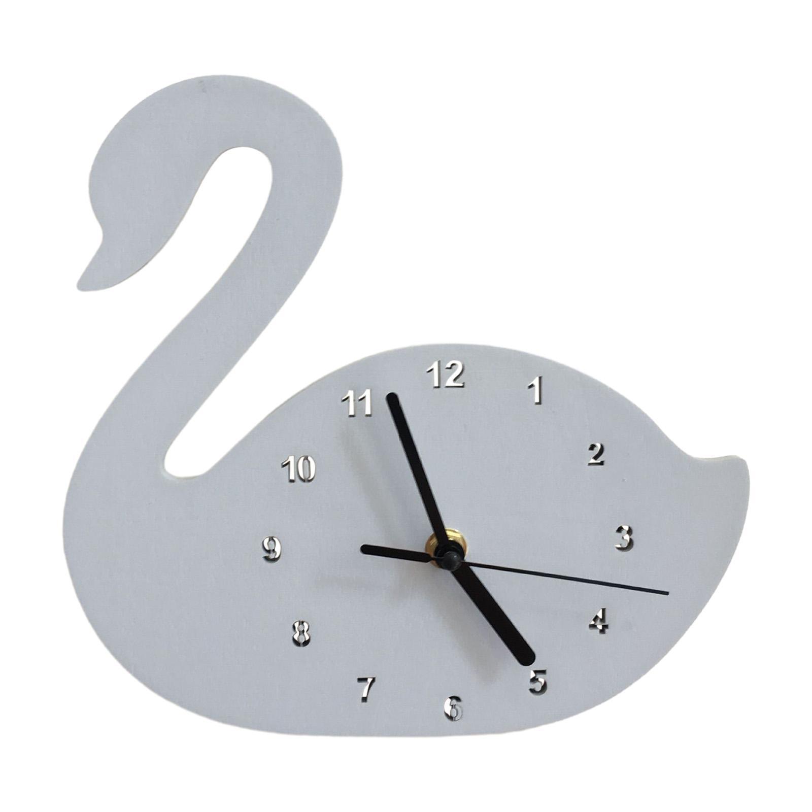Swan Wall Clock, Lovely Silent Animal Wooden Wall Hanging Decor Cute for Office, Living Room, Bedroom, Kids Room, Home