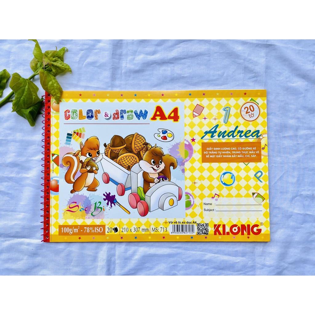 Sổ vẽ, vở vẽ A4 Klong gáy lò xo xé giấy được cho bé thỏa thích vẽ - VPP THIÊN ÁI