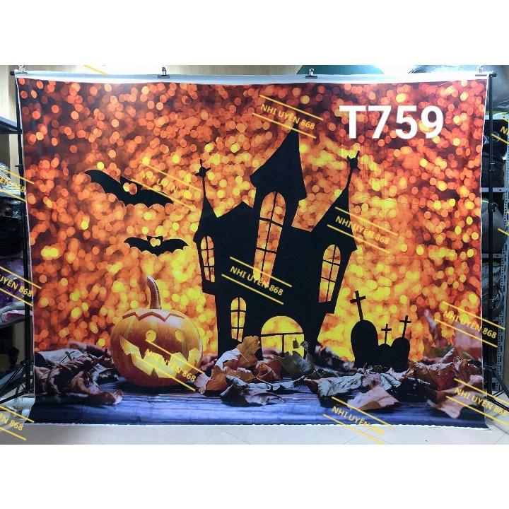 (Tổng hợp) Thảm vải chụp ảnh / Thảm vải treo tường / Tranh vải decor chủ đề Halloween (2