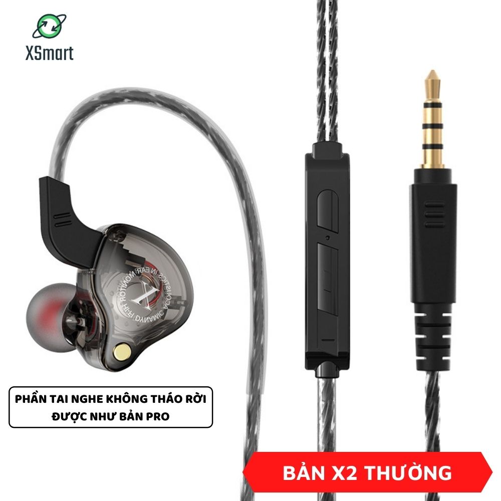 Tai Nghe Gaming Nhét Tai Chống Ồn Cực Tốt XSmart X2 Pro Âm Bass Siêu Khủng, Có Mic, jack Cắm 3.5mm Dành Cho Điện Thoại, PC - Hàng Chính Hãng