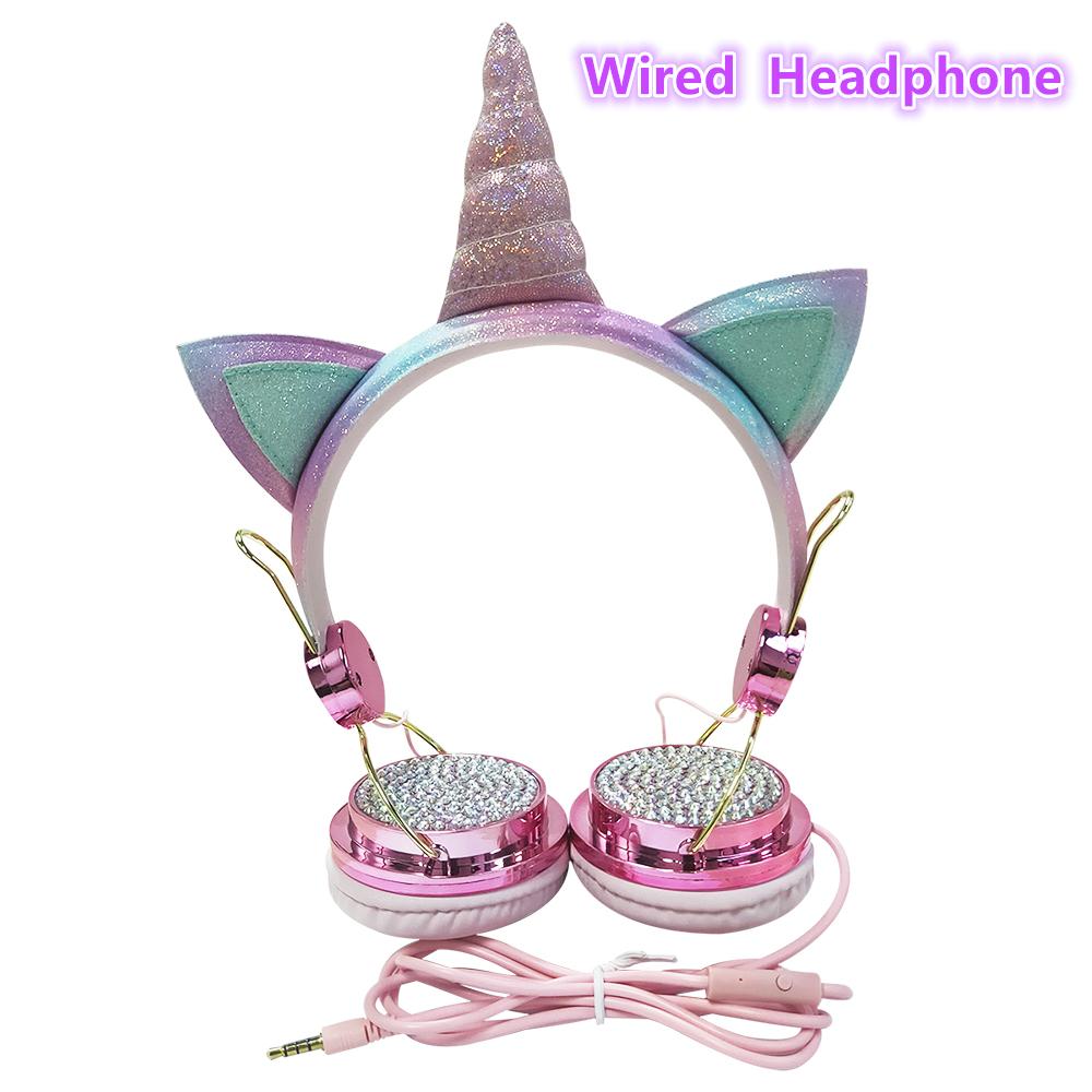 Qearfun Không Dây Bluetooth 5.0 Trẻ Em Tai Nghe Hoạt Hình Kỳ Lân Tai Nghe Micro Game Thủ Có Dây Tai Nghe Chụp Tai Nghe Gọi Rảnh Tay Auriculares Quà Tặng