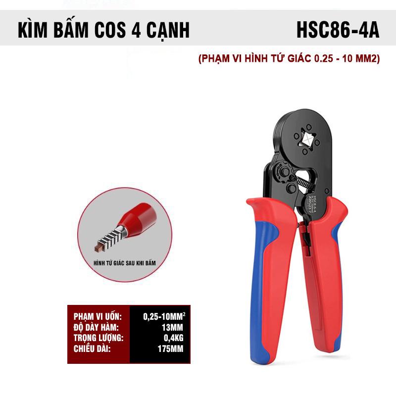 KÌM BẤM COS LỤC GIÁC HSC8 6-6A - KÌM COS BẤM CHẮC CHẮN - BẤM COS DÂY ĐIỆN TỐI ĐA 6.0 MM²