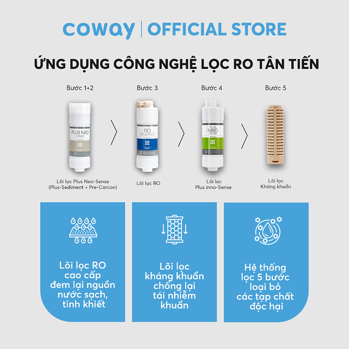 [Combo sức khỏe] Máy lọc không khí Coway Cartridge (W) AP-1019C (W) và Máy lọc nước Coway Cinnamon P-6320R - Hàng chính hãng