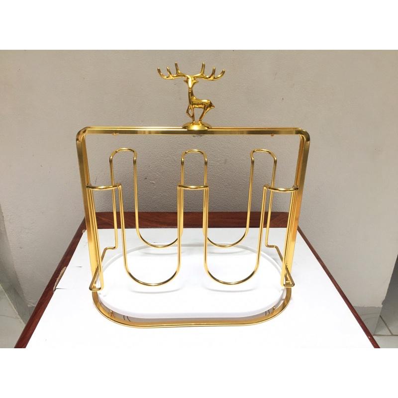 Bộ bình 6 cốc thủy tinh ánh vàng chịu nhiệt cao cấp