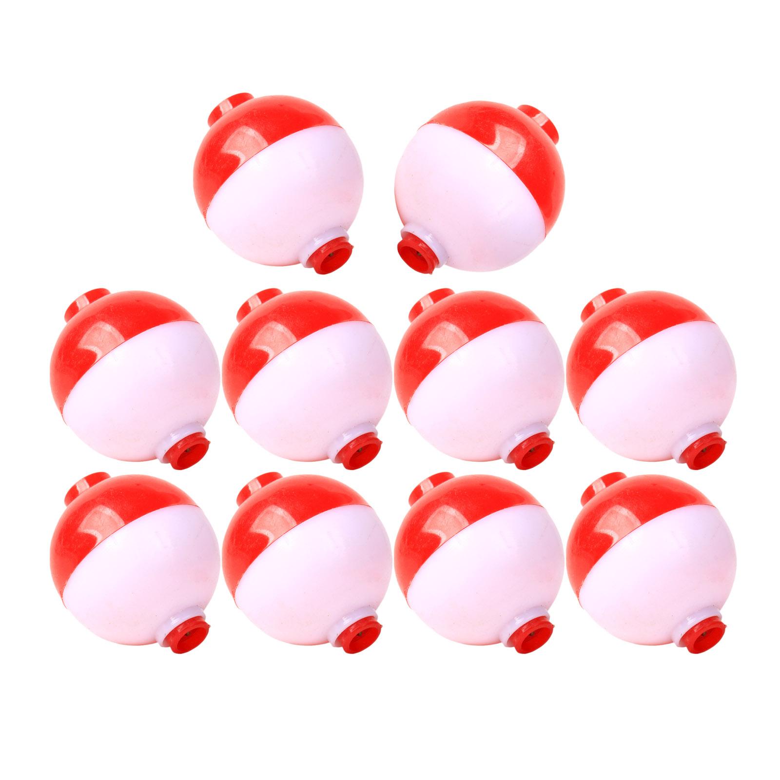 10 Pack Bobber Bulk Hard Plastic Fishing Float, Fishing Bobbers Snap-on Floats, Red and White