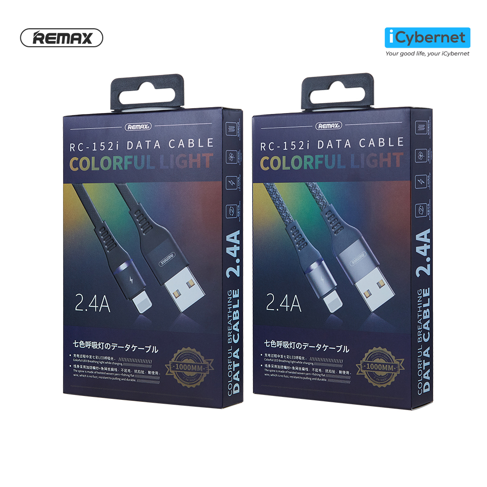 Cáp sạc nhanh 2.4A và truyền dữ liệu cho Iphone Remax Colorful Light RC-152i [Hàng chính hãng]