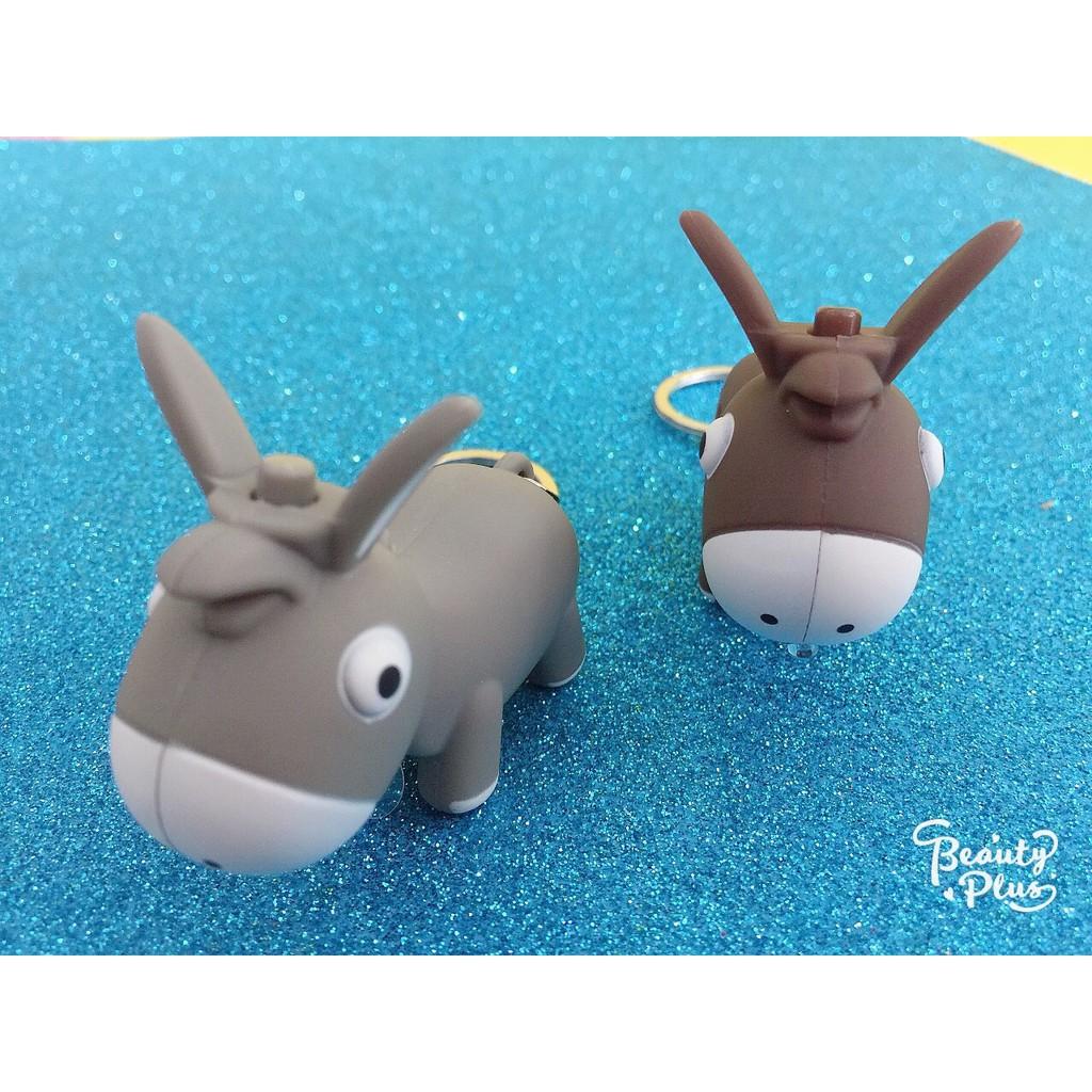 Móc khóa gắn chìa khóa hình con lừa phát sáng đèn led có nhạc-Móc khóa gắn đèn LED phát sáng hình chú lừa dễ thương