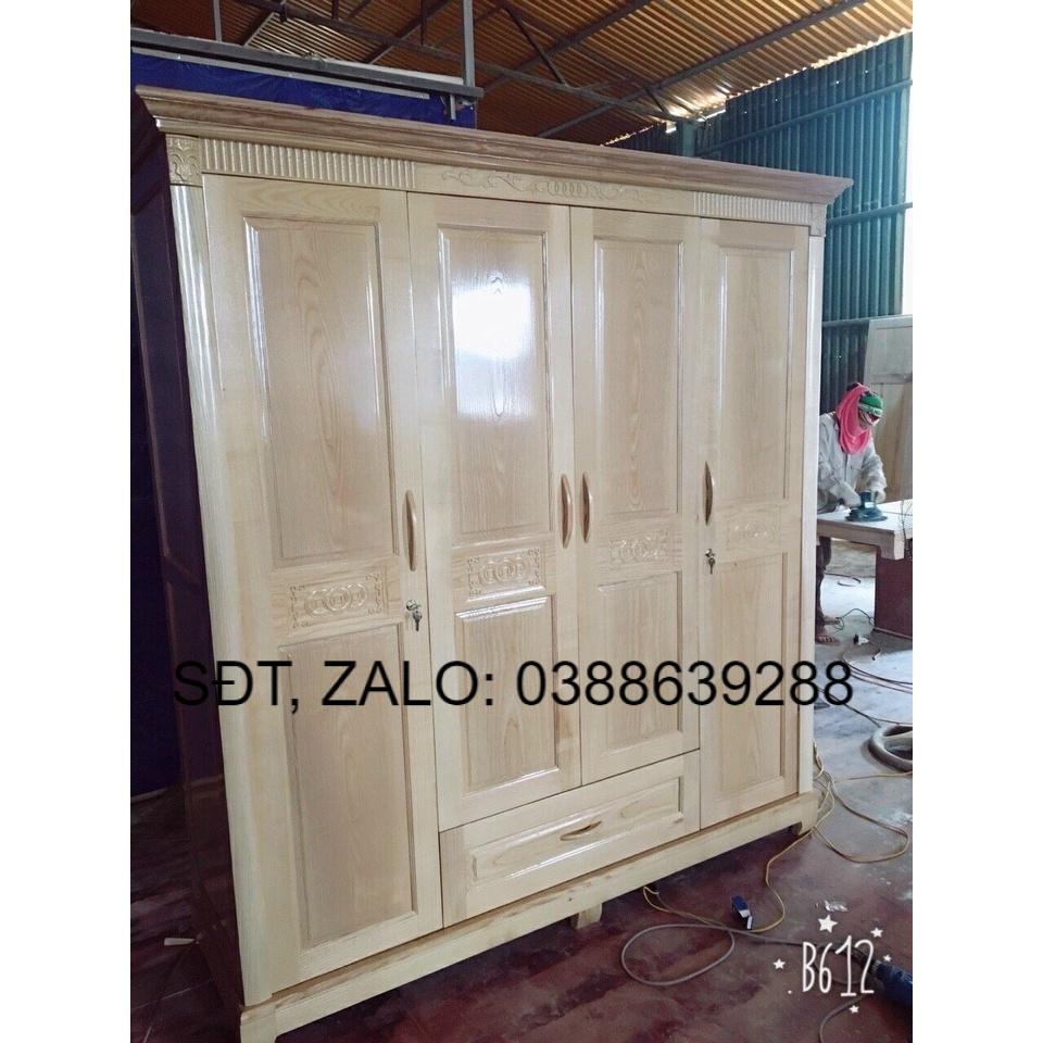 Tủ quần áo gỗ sồi 4 cánh giá thật