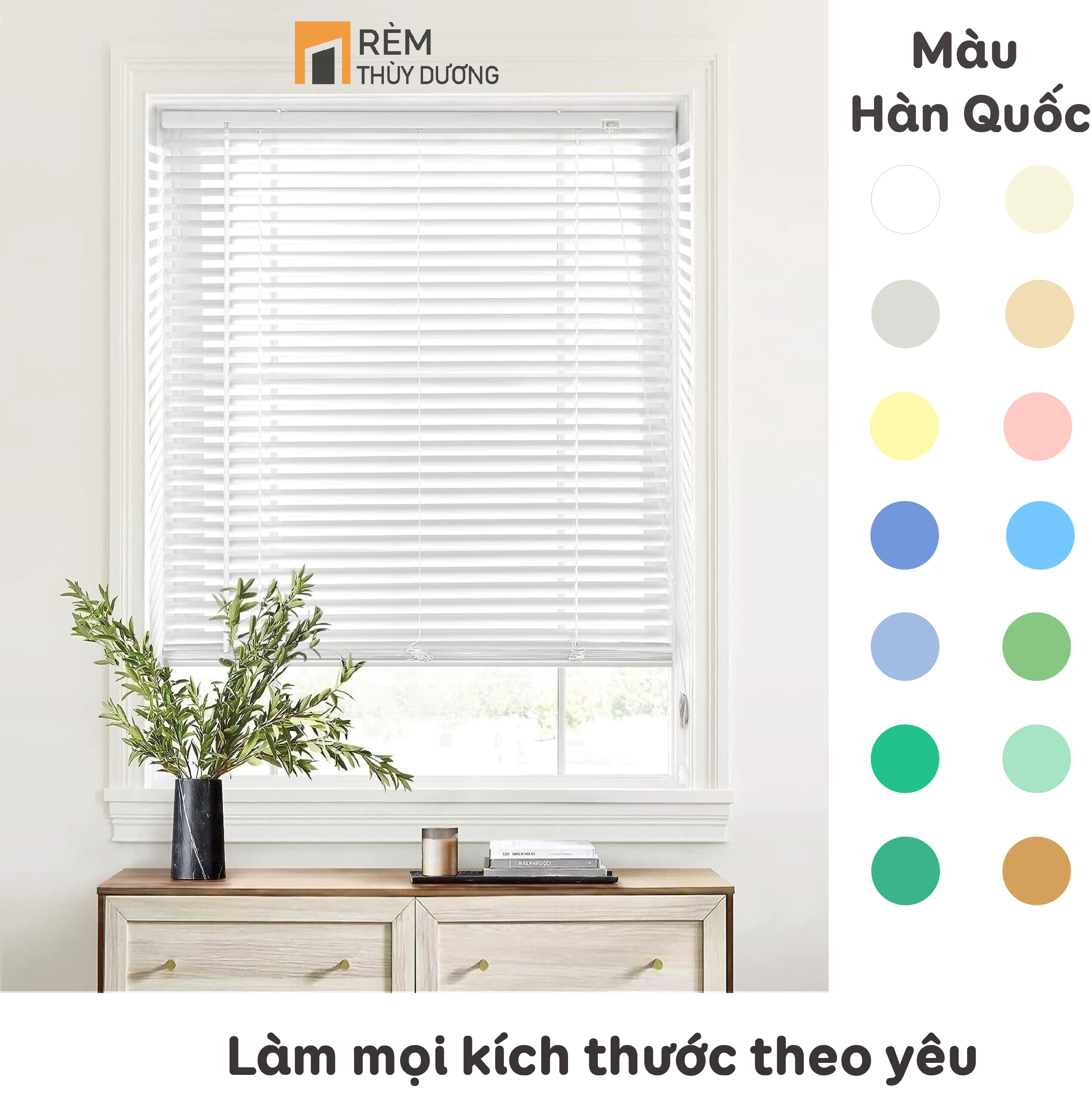 Rèm sáo nhôm loại 1, giá 224k/m2,  làm mọi kích thước, màu sắc chuẩn Hàn Quốc, đầy đủ phụ kiện, rèm cửa chống nắng