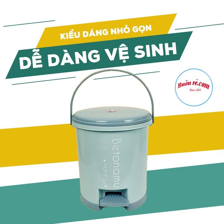 Thùng rác tròn nhựa Việt Nhật (MS: 8024) tiện ích, cao cấp - Thùng đựng rác dung tích 5L có đạp chân 01436