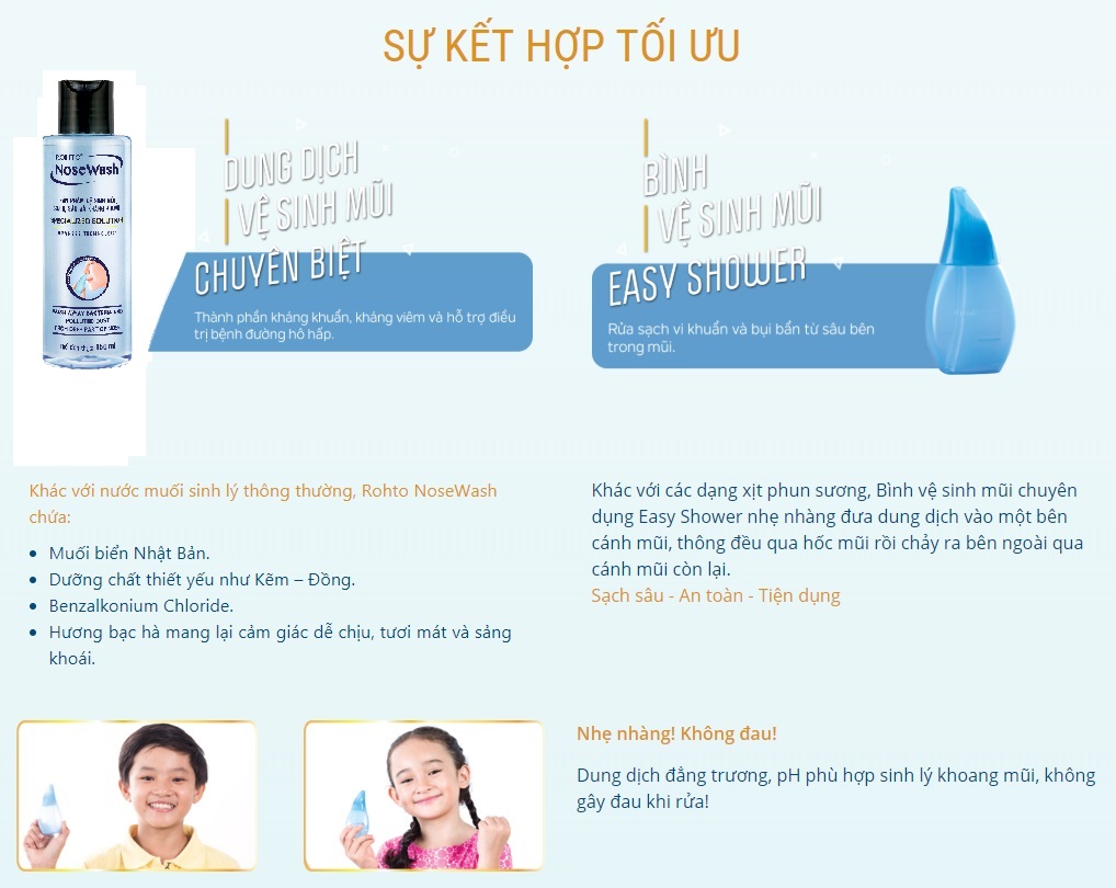 Bộ Tiện Dụng Vệ Sinh Mũi Rohto NoseWash Miniset: Bình Vệ Sinh Mũi Easy Shower + Bình Dung Dịch