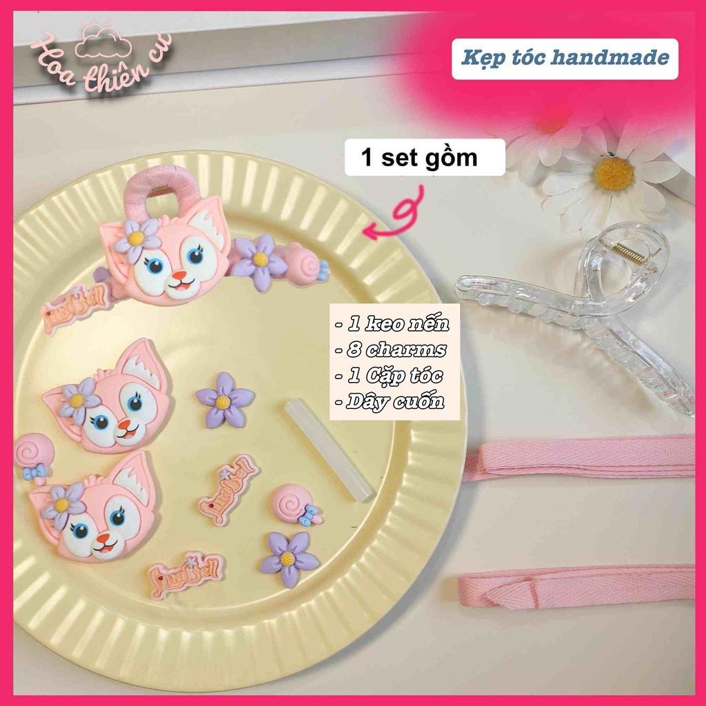 Set nguyên vật liệu tự làm kẹp tóc handmade DIY bằng dây quấn có sẵn kẹp tóc, dây quân nhân vật Sanrio characters