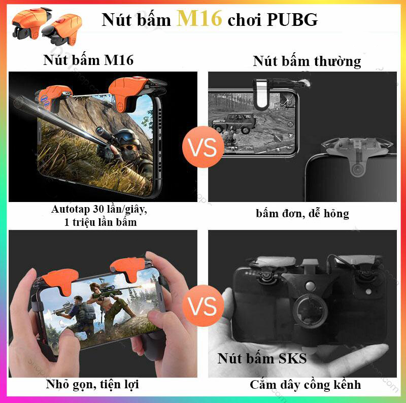 Bộ 2 nút bắn chơi game PUBG Free fire Nút bấm hỗ trợ autotap 30 nhịp nhỏ gọn công nghệ cao ( Giao màu ngẫu nhiên )