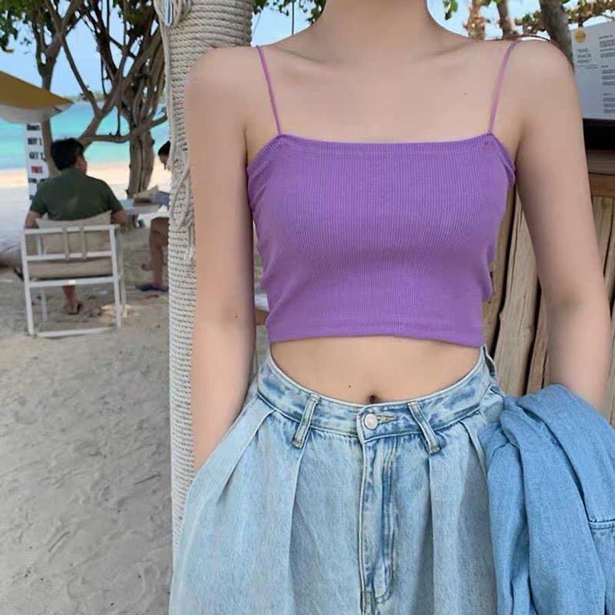 Áo 2 dây croptop màu mới - TÍM LỊM TÌM SIM IU IU