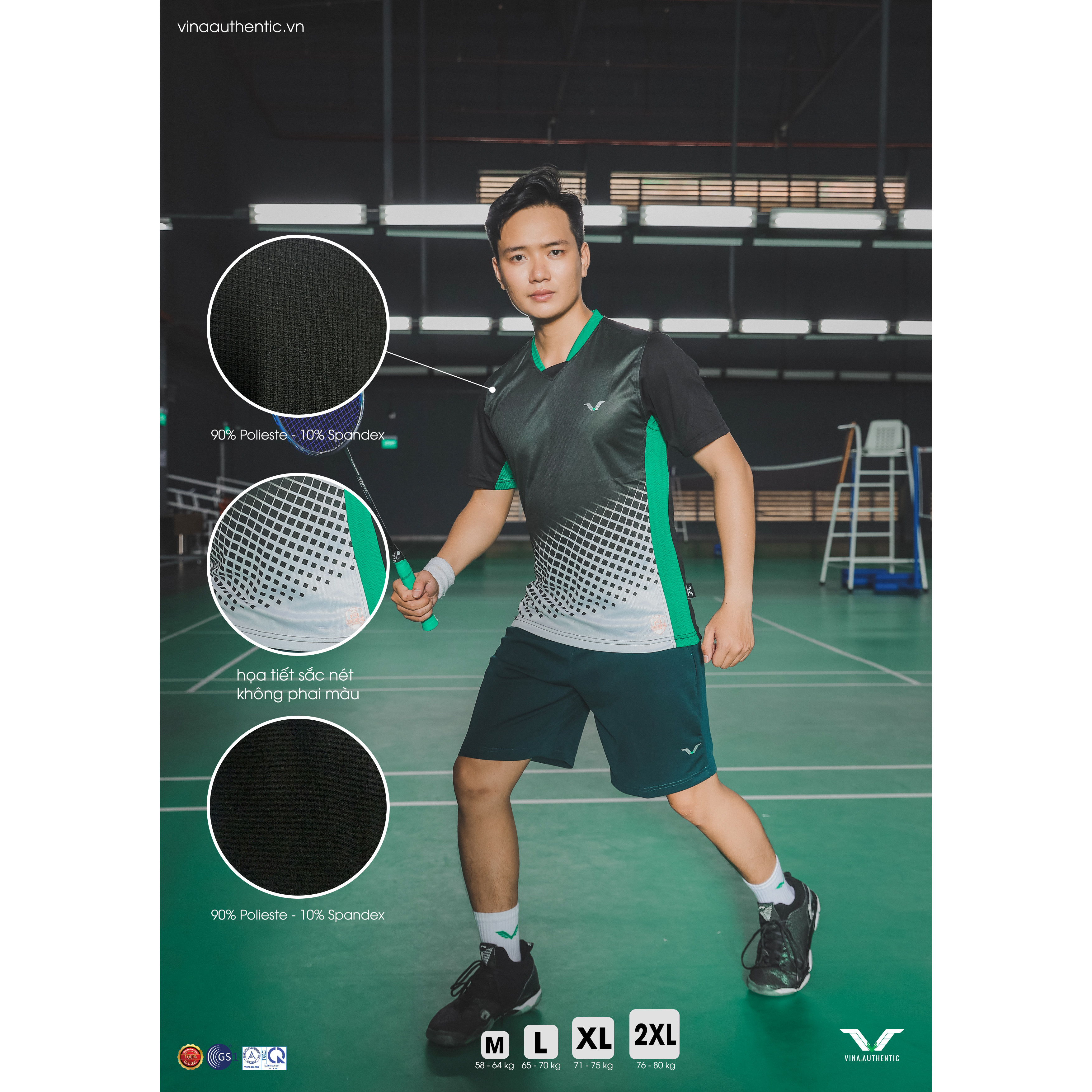 Áo cầu lông badminton nam AVT03, thoáng mát, thấm hút mồ hôi tốt, hợp thời trang