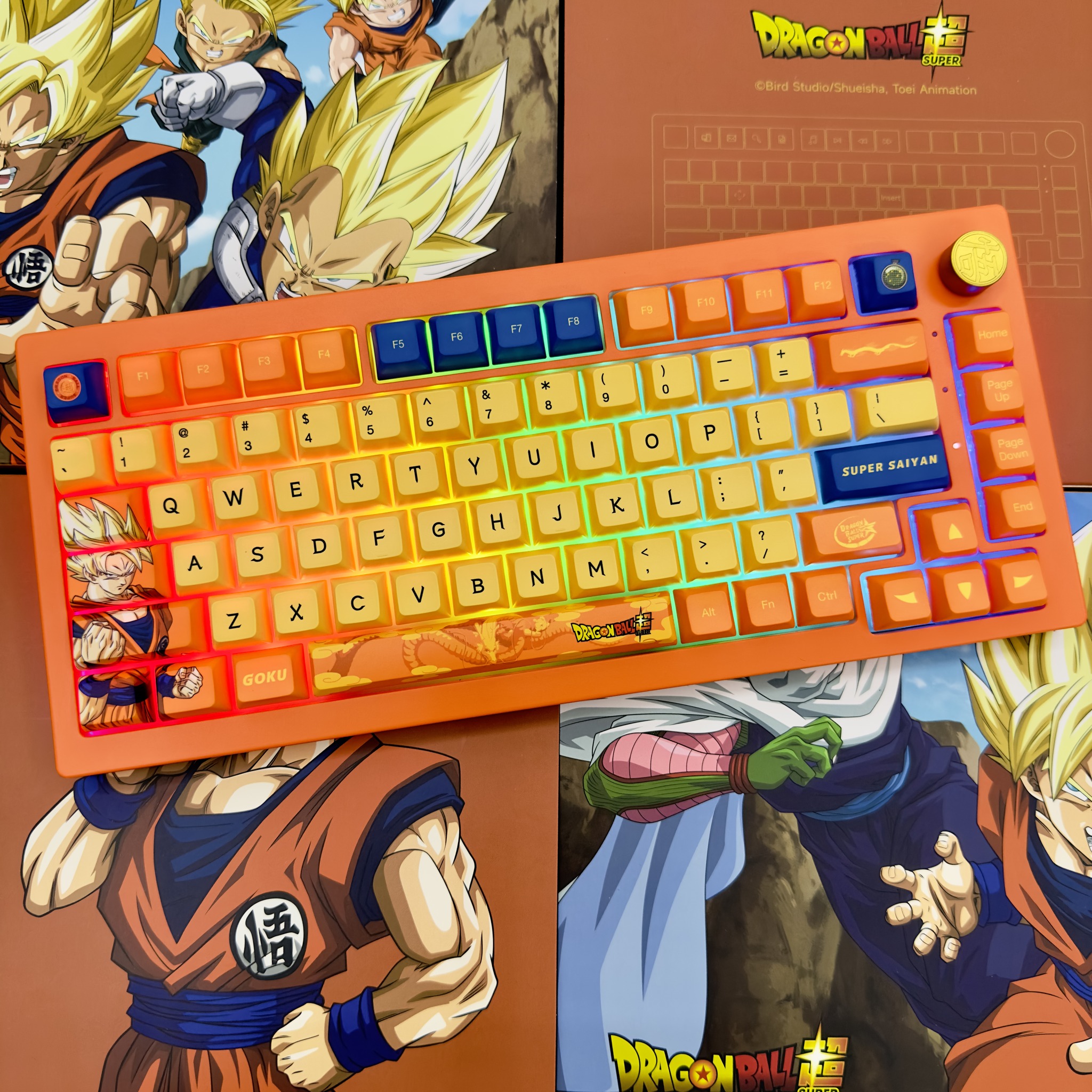 Bàn phím cơ AKKO 5075B Plus Dragon Ball Super – Goku (Multi-modes / RGB / Hotswap / Gasket mount) - Hàng chính hãng