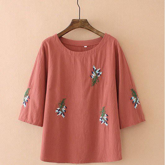 Áo đũi nữ form rộng fullsize M đến 2XL họa tiết thêu dễ mix đồ Q3