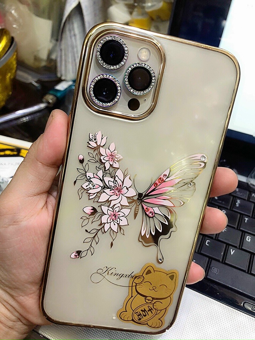 Bộ miếng dán kính cường lưc Kuzoom Camera Diamond đính đá cho iphone 13 promax - Hàng Nhập Khẩu
