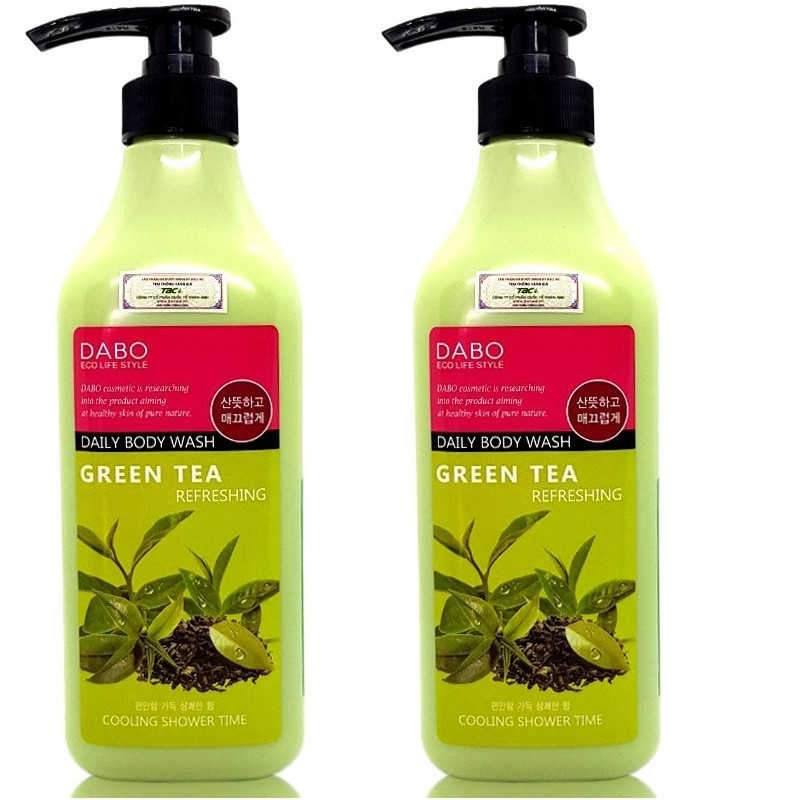 Bộ 2 chai sữa tắm trị mụn sạch nhờn chiết xuất trà xanh Dabo Green Tea Hàn quốc ( 750ml)