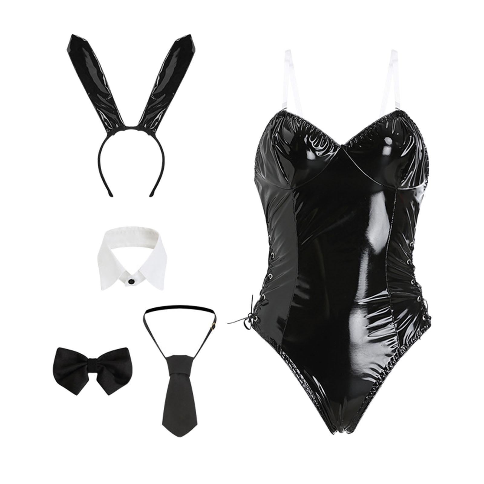 Bunny Costume Set Cosplay Bodysuit Girls with Bunny Ears for Fancy Dress M