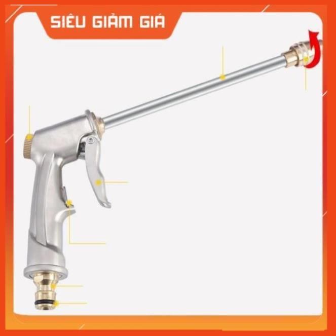 Bộ dây vòi xịt nước rửa xe, tưới cây . tăng áp 3 lần, loại 15m 206701-2 đầu đồng, cút+tặng mở chai