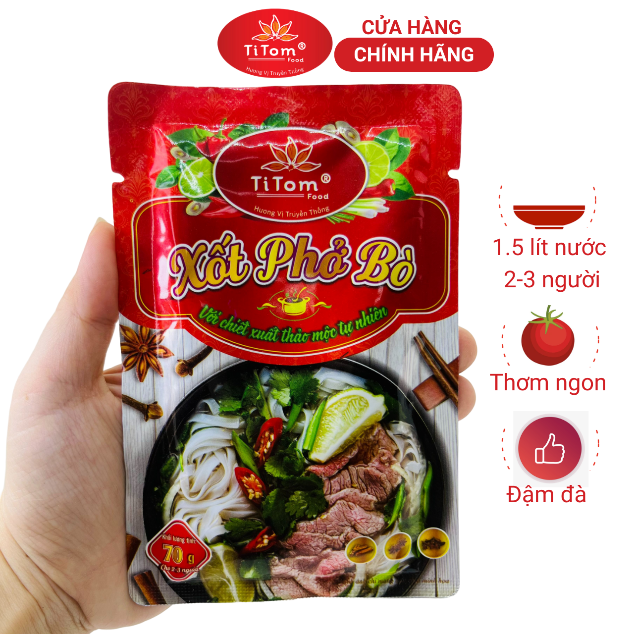 Xốt phở bò Titom gói 70g gia vị phở bò hoàn chỉnh dùng nấu nước lèo phở