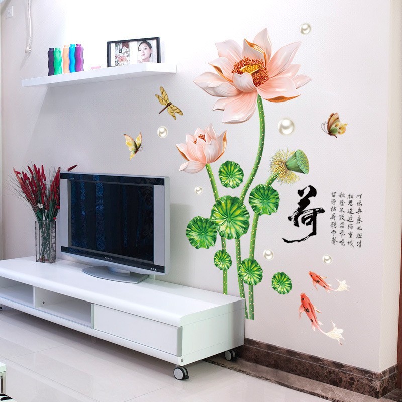 Decal dán tường hoa sen nụ hồng - HP89