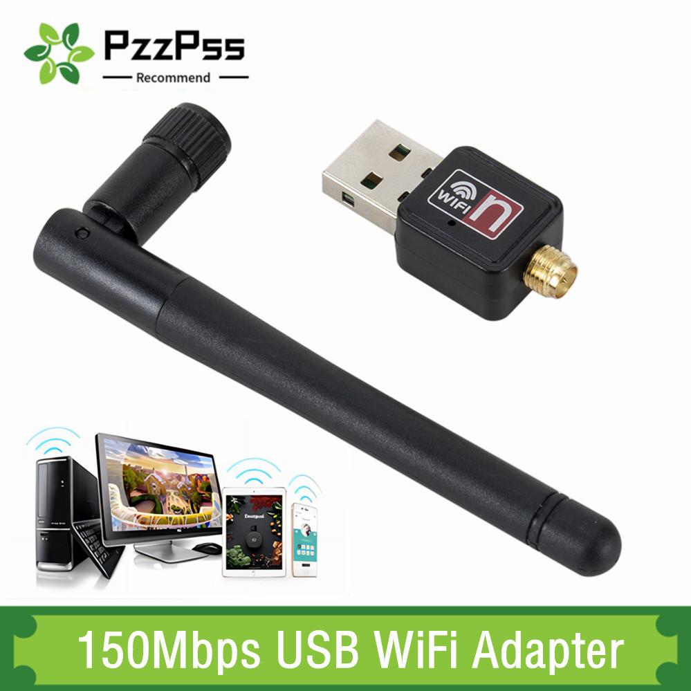 PZZPSS Card mạng không dây WiFi USB2.0 150Mbps 802.11 b/g/n LAN bộ chuyển đổi với ăng-ten có thể xoay cho máy tính xách tay PC Mini Wi-Fi