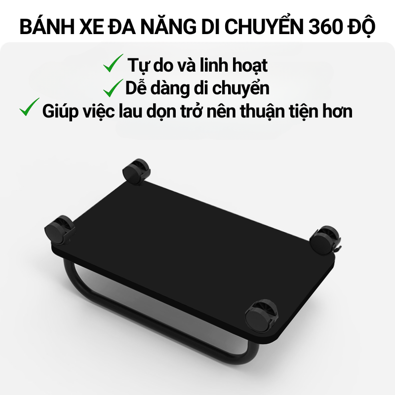 Kệ để cây máy tính di động làm bằng gỗ MDF phủ melamine cao cấp, Kệ để CPU máy tính cây có bánh xe di chuyển 360 độ