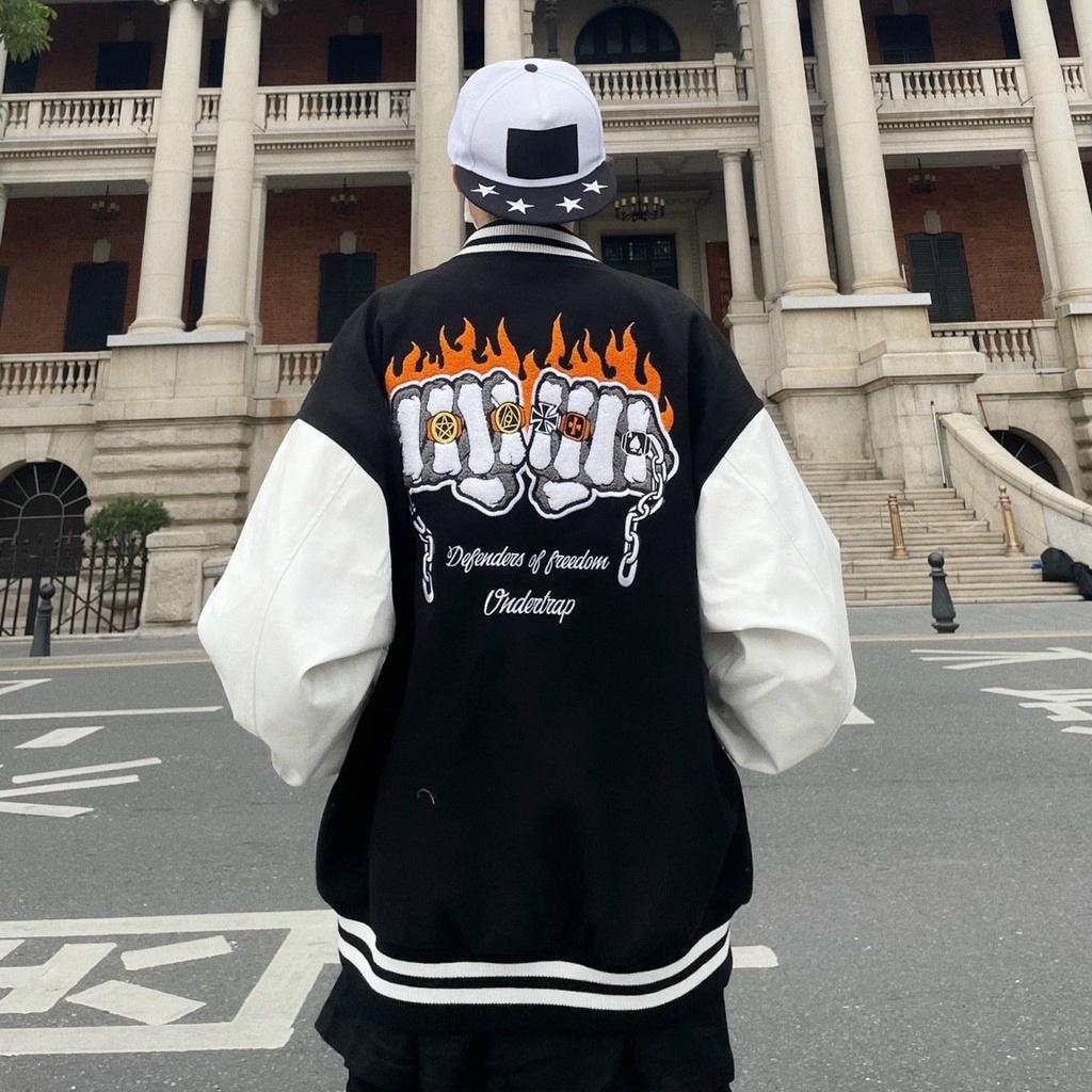 Áo Cardigan Bomber - Áo Khoác Varsity Jacket Unisex Phối Bo logo IN ( có form rộng XL ),  Áo khoác bomber chữ D xanh nam nữ hoodie unisex kute hàn quốc dễ thương