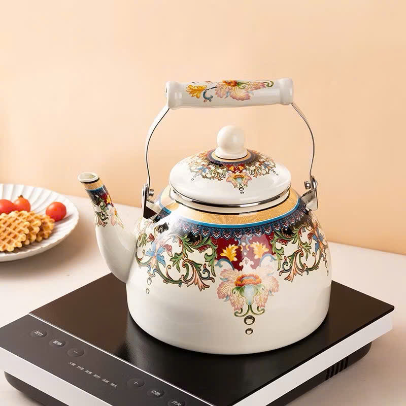 Ấm Đun Nước Bếp Từ Thép Tráng Men Lớn 3.3L Retro Kiểu Hoàng Gia – Tiện Lợi &amp; Sang Trọng - HÀNG CHÍNH HÃNG MINIIN