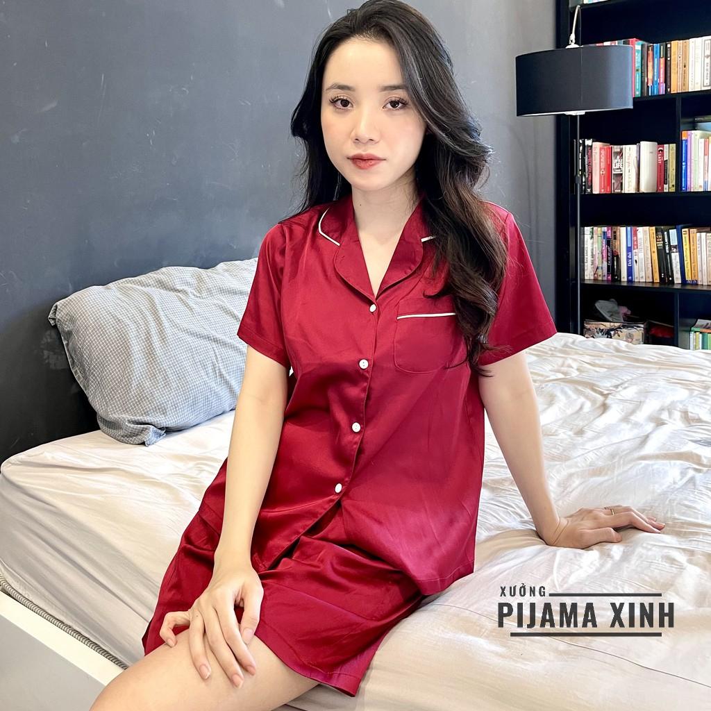 BỘ NGỦ PIJAMA LỤA - Đồ mặc nhà chất Latin trơn nhiều màu Cao cấp Chất đẹp Đường may chuẩn - Hàng cộc quần dài, đùi
