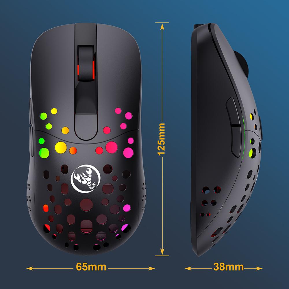 HXSJ T100 Type-C Wired & 2.4G Wireless 10000DPI Programmable RGB Backlit Mouse 6 Adjustable DPI Levels
