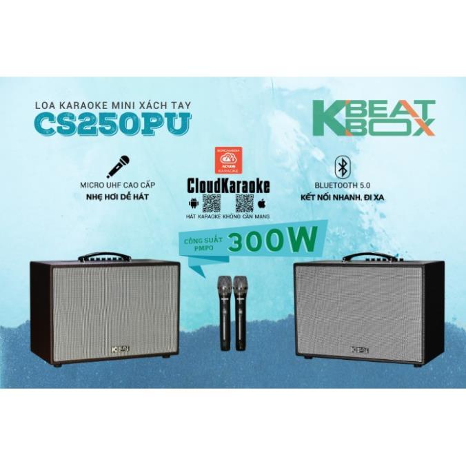 Loa Karaoke Mini Xách Tay Acnos CS 250PU - Hàng Chính Hãng - Công suất PMPO 300W Âm Bass mạnh mẽ + Kèm 2 Micro UHF