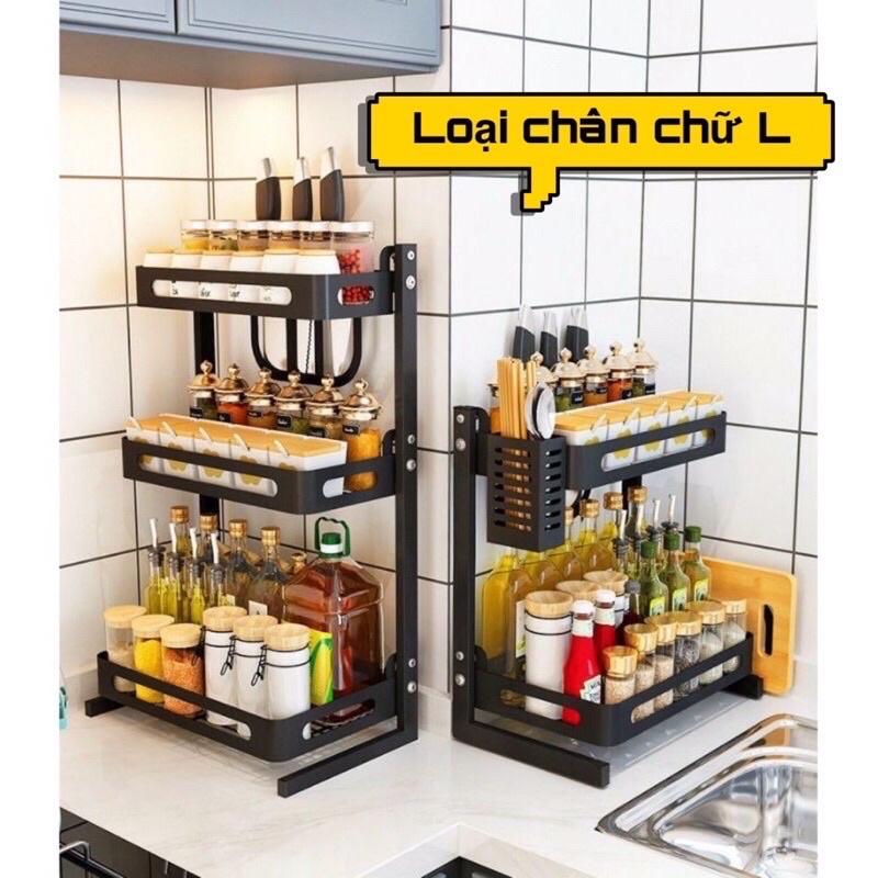 Kệ gia vị bếp inox 2 tầng 3 tầng sơn tĩnh điện chống gỉ cao cấp chính hãng PHÚ KHANG/ HUY ĐẠI