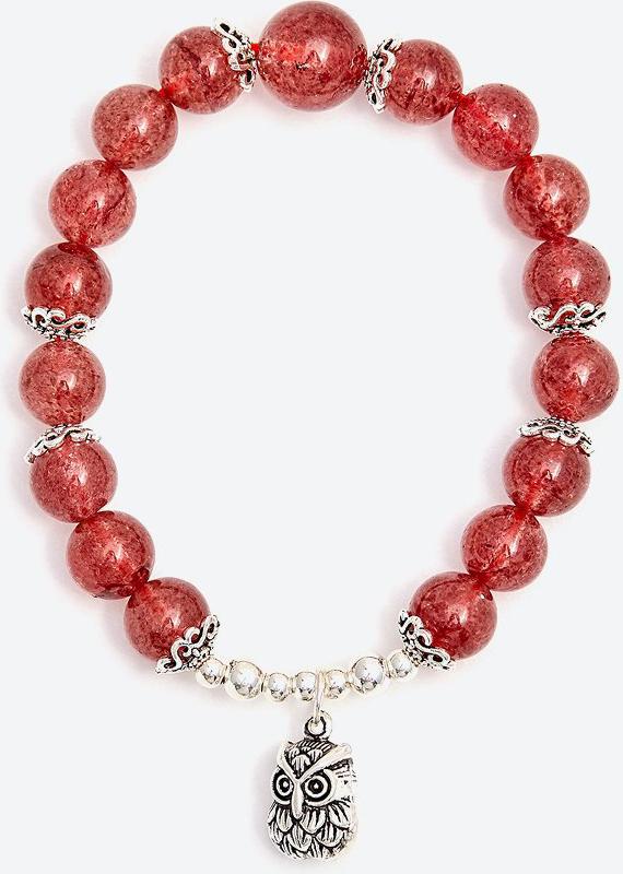 Vòng tay thạch anh dâu phối cú bạc Ngọc Quý Gemstones