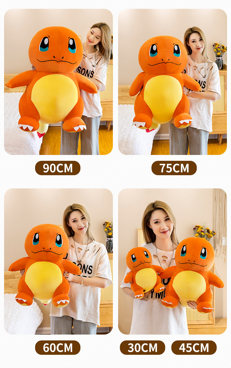 Gấu Bông Pokemon Khủng Long Lửa Charmander (23cm---&gt;90cm) Hàng Xịn Cao Cấp Loại 1, (Tặng Kèm 1 Ví Da 12 Ngăn Đựng Thẻ Atm, Cccd)