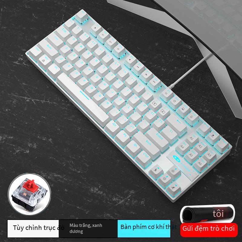 Phong cách mới nhất điện trò chơi cạnh tranh bàn phím cơ chuột bộ tai nghe trục xanh trục đen trục đỏ 87 phím chuyên dụng cho máy tính xách tay nhỏ