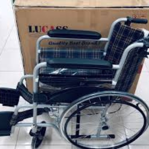 Ghế lăn hỗ trợ di chuyển Lucass X-75 kiểu sọc xanh – gấp gọn, có phanh tay
