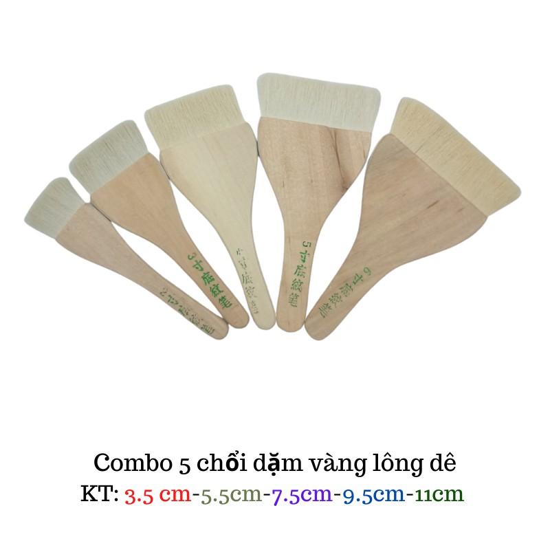 Chổi dặm vàng lông dê đầu bằng kích thước đầu lông từ 2.5cm đến 11cm chuyên dùng dát vàng chống xước