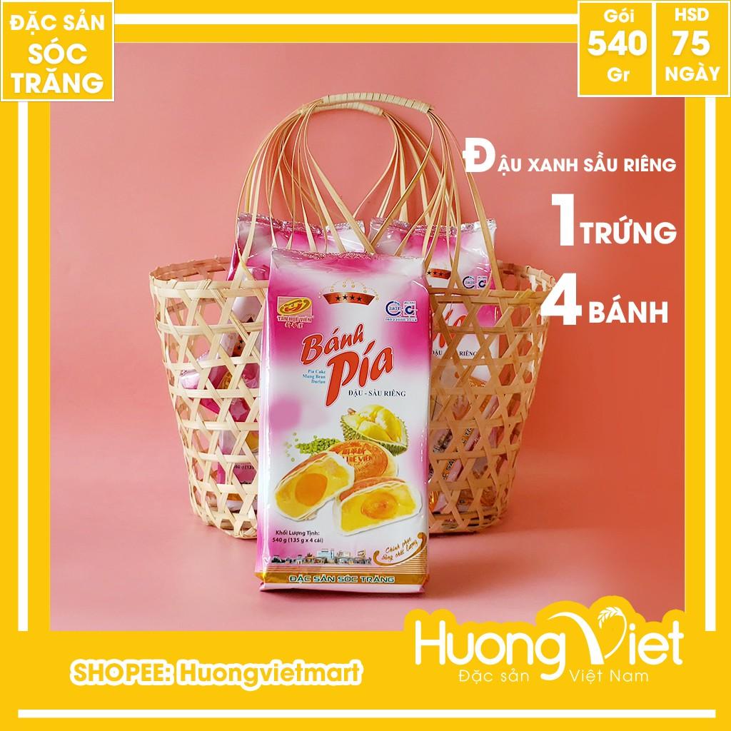Bánh pía đậu xanh sầu riêng 1 trứng Tân Huê Viên 540g, bánh pía Sóc Trăng chính hãng Tân Huê Viên