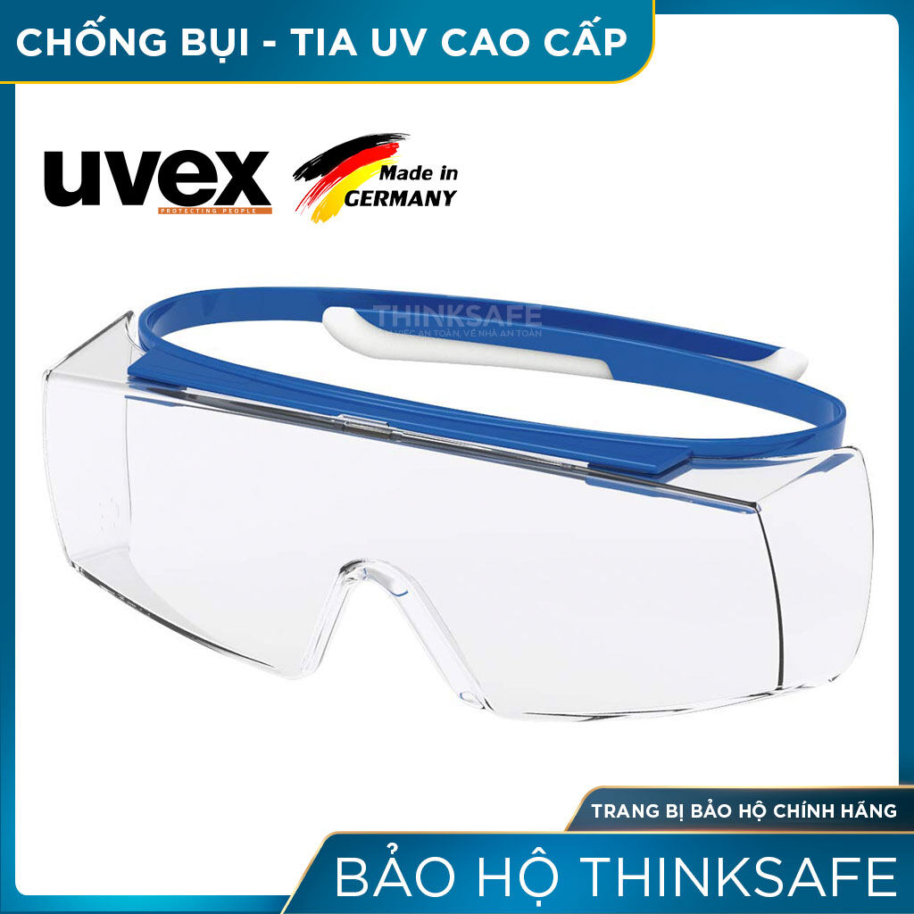 Kính bảo hộ Uvex Super OTG kính chống bụi có thể đeo cùng kính cận, chống hơi nước, ngăn chặn tia UV màu trắng, mã 9169065