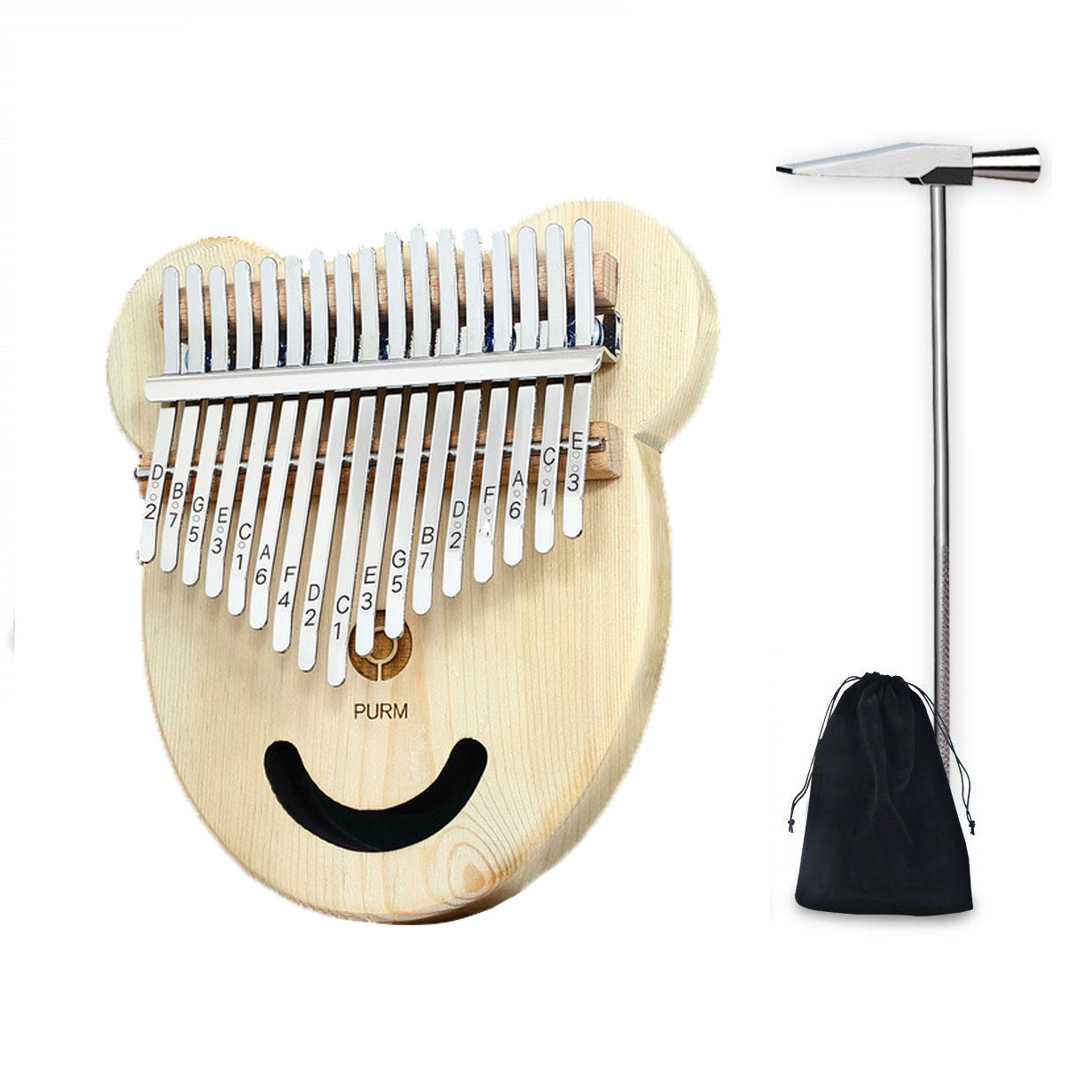 Đàn kalimba 17 phím gỗ mahagony PURM -H0001- Gấu cool Ngầu